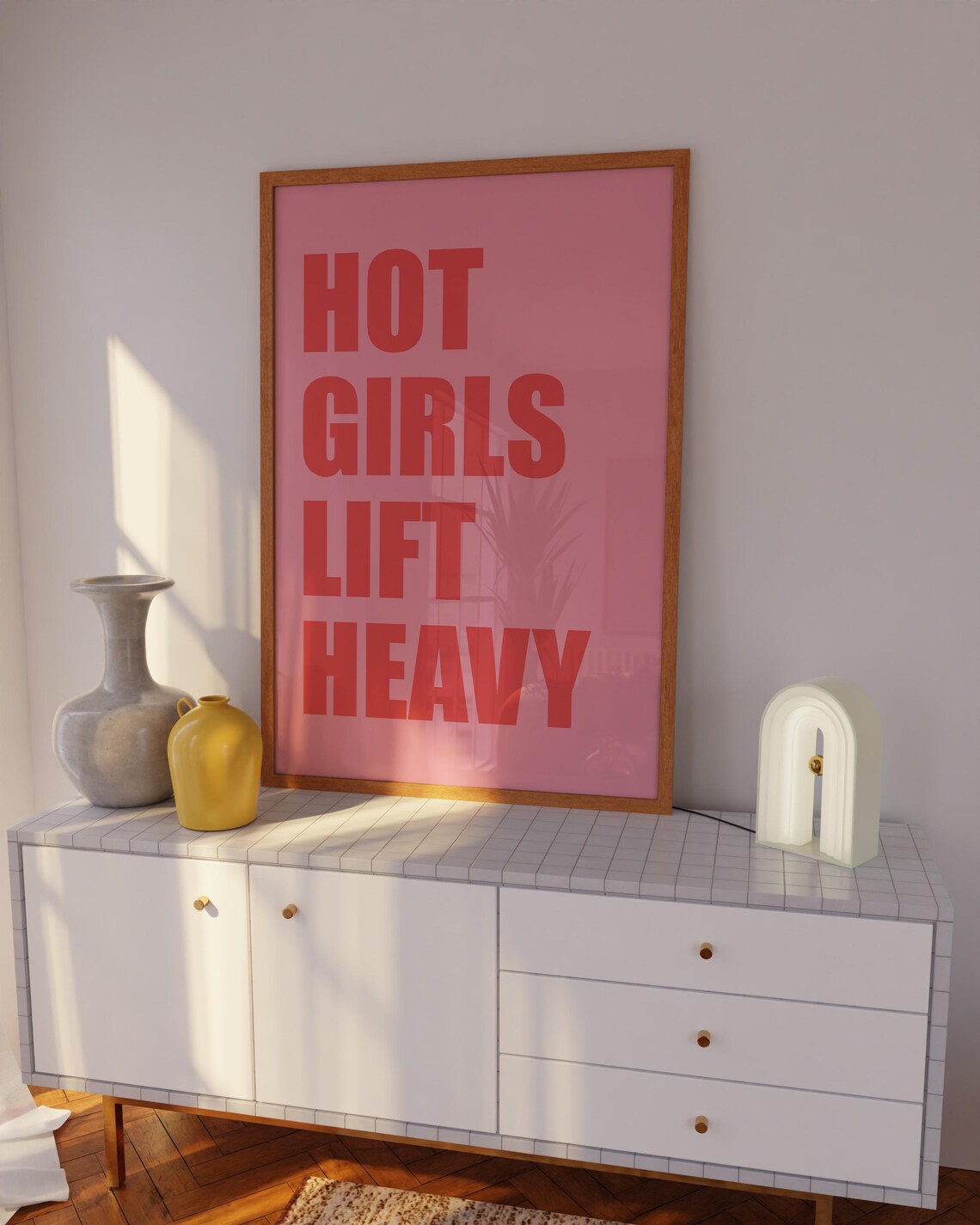 Hot Girls Lift Heavy Red Pink Bold Fitness Gym Wall Art Poster - Image 5