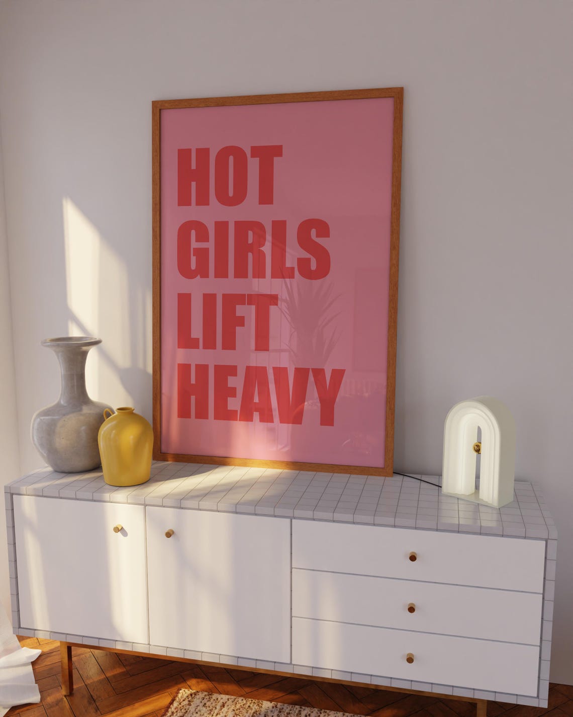 Hot Girls Lift Heavy Wall Art Girls Gym Print Pink And Red Gym Girl Wall Art Pink Gym Room Decor Pink And Red Trendy Gym Girl Poster - Image 5