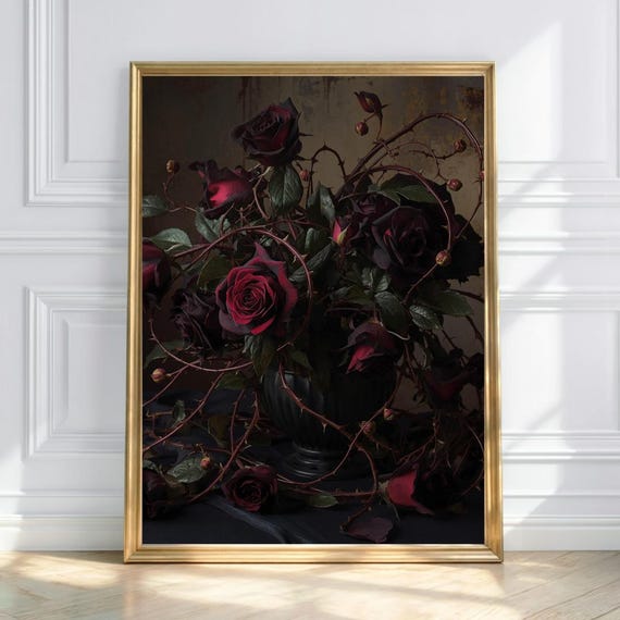 Eternal Roses Dark Romance Floral Art Gothic Still Life Wall Print