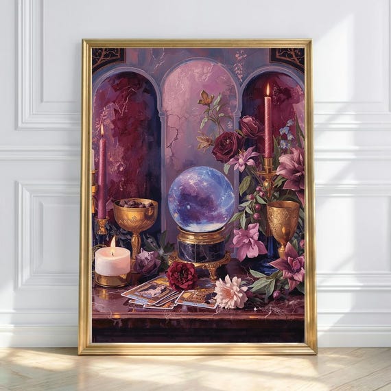 Witchy Crystal Ball Art Gothic Glam Tarot Print