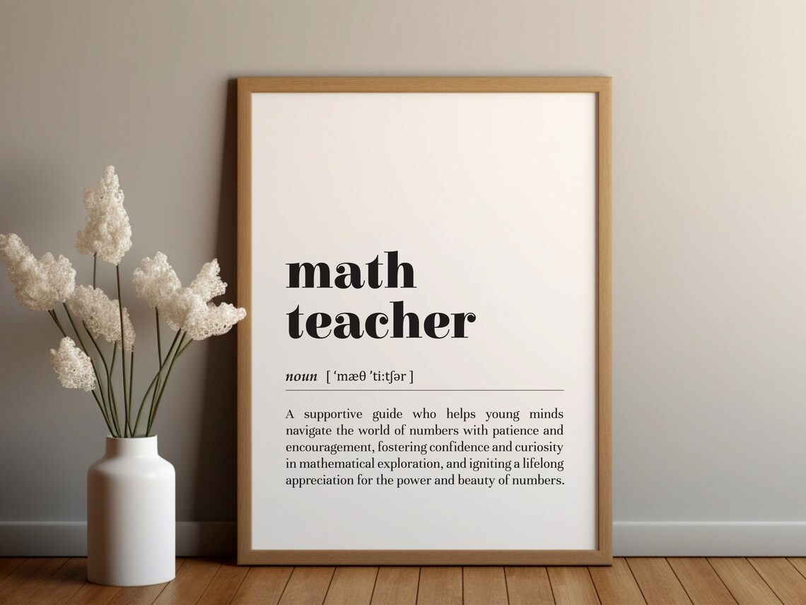Math Teacher Definition Typography Poster Print