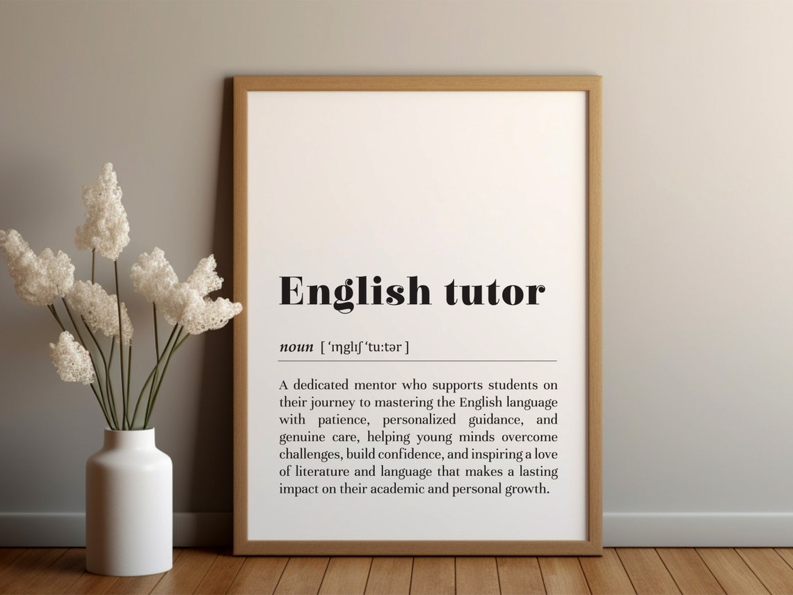 English Tutor Dictionary Definition Appreciation Gift Poster