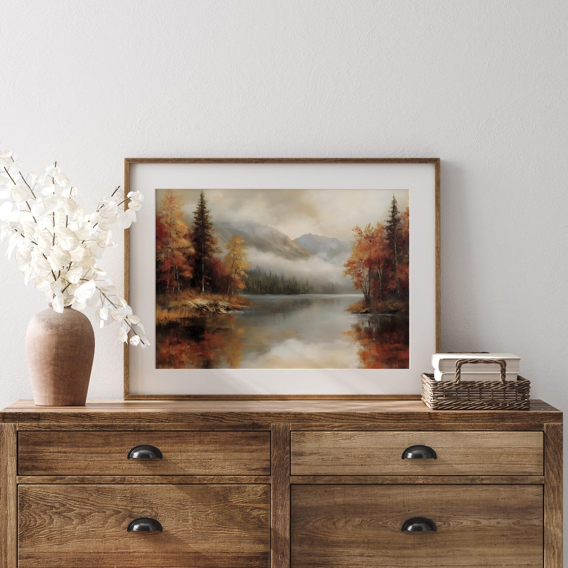Autumn Mountain Lake With Misty Reflection Fall Colors Poster - Image 2