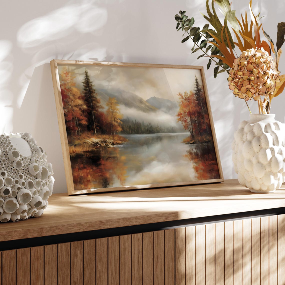 Autumn Mountain Lake With Misty Reflection Fall Colors Poster - Image 4