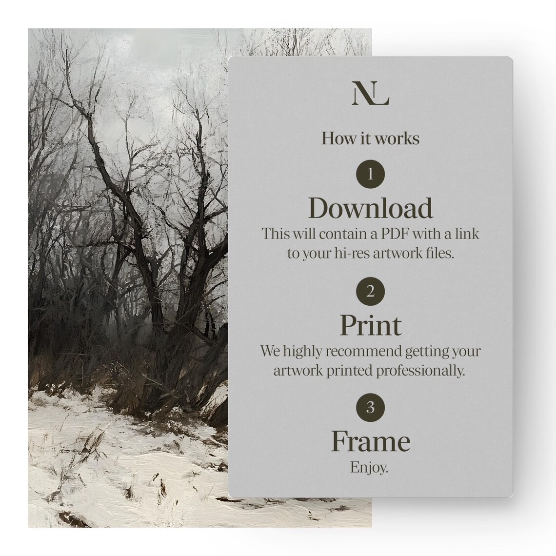 Frozen River With Bare Trees Winter Ice Landscape Painting Poster - Image 5