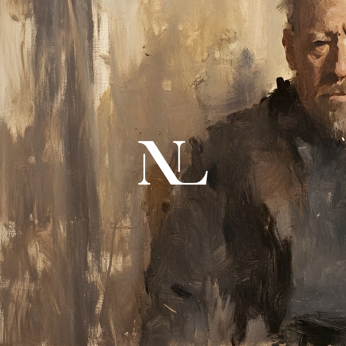 Bearded Man Seated Portrait In Muted Tones Rustic Painting Poster - Image 6