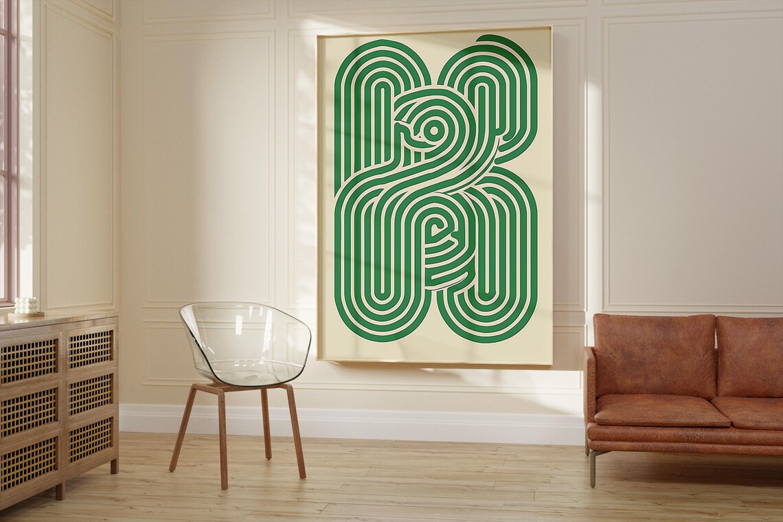 Scandinavian Minimalist Line Art, Abstract Maze Design - Image 2