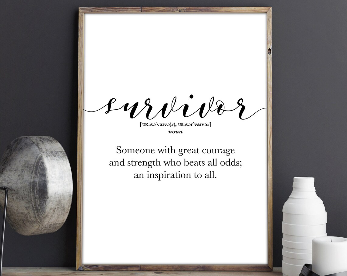 Cancer Survivor Definition Motivational Quote Art Print - Image 3
