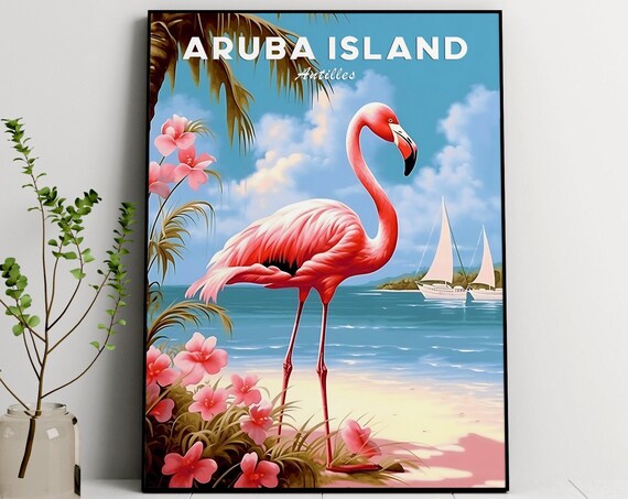 Aruba Island Caribbean Travel Poster Art Print