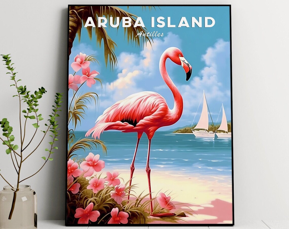 Aruba Island Caribbean Travel Poster Art Print