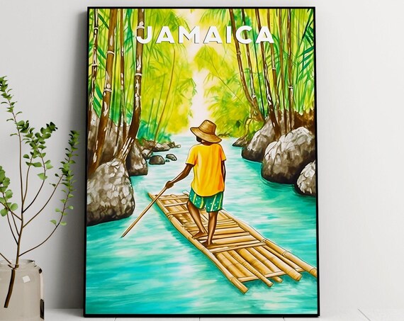 Jamaica Travel Print, Caribbean Landscape Poster