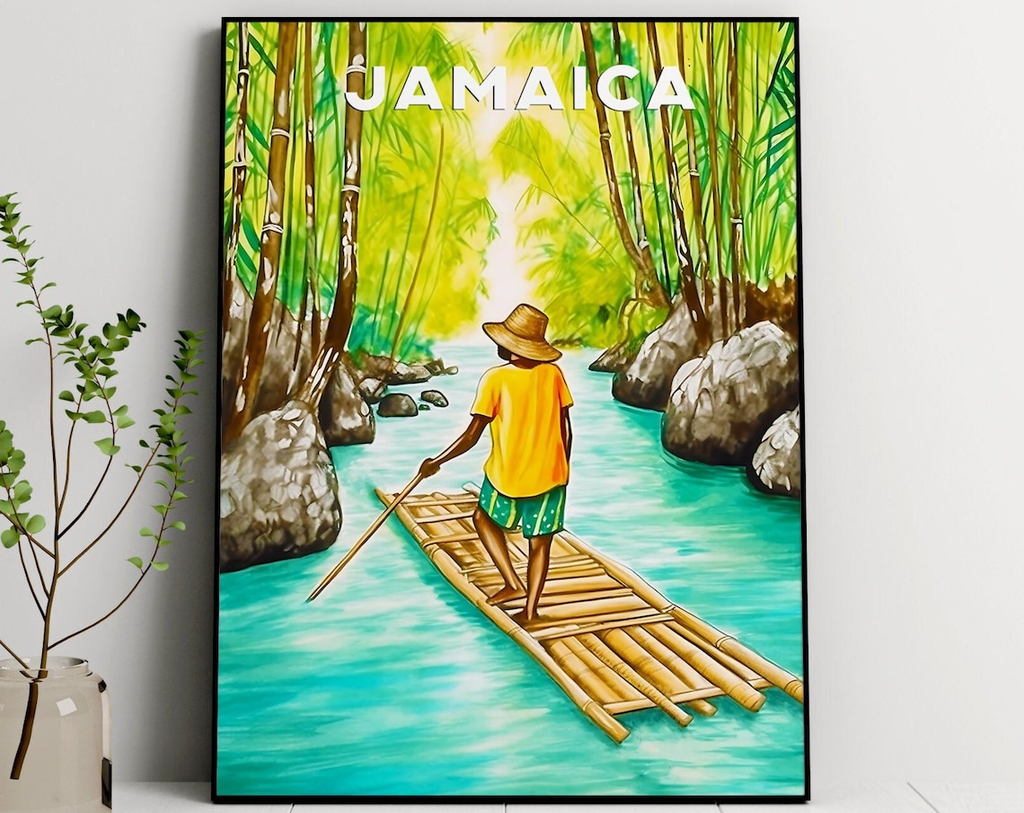 Jamaica Travel Print, Caribbean Landscape Poster
