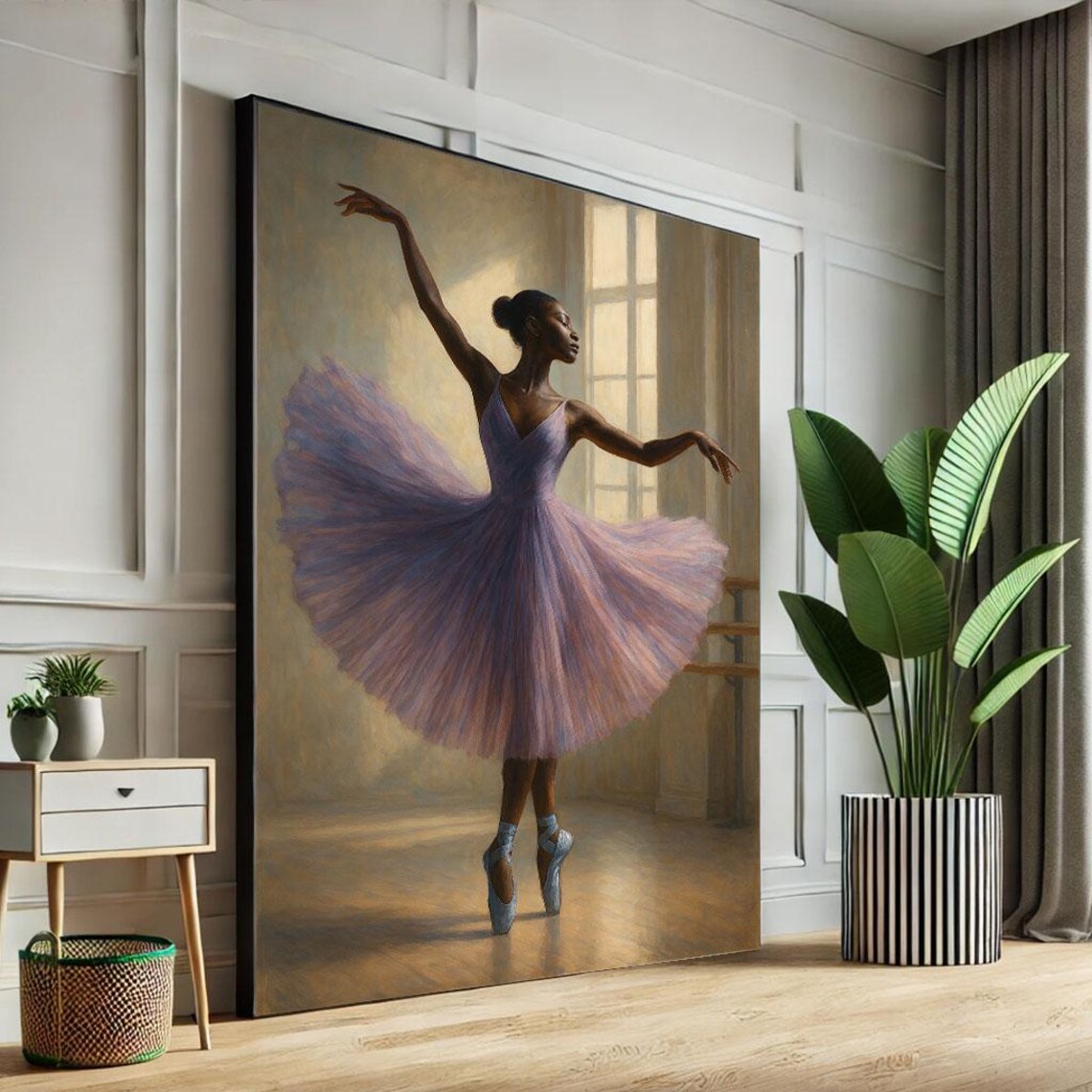 Graceful Ballerina In Lavender Tutu Dancing En Pointe Art Poster