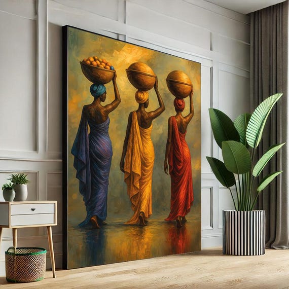 Bold African Women Portrait Canvas Wall Art Print Vibrant Living Room Decor Statement Piece