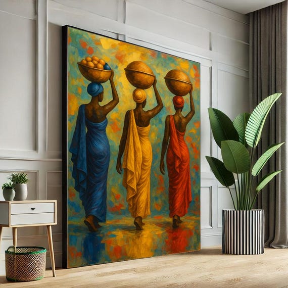 Bold African Women Canvas Wall Art Print Vibrant Cultural Living Room Decor Statement Piece