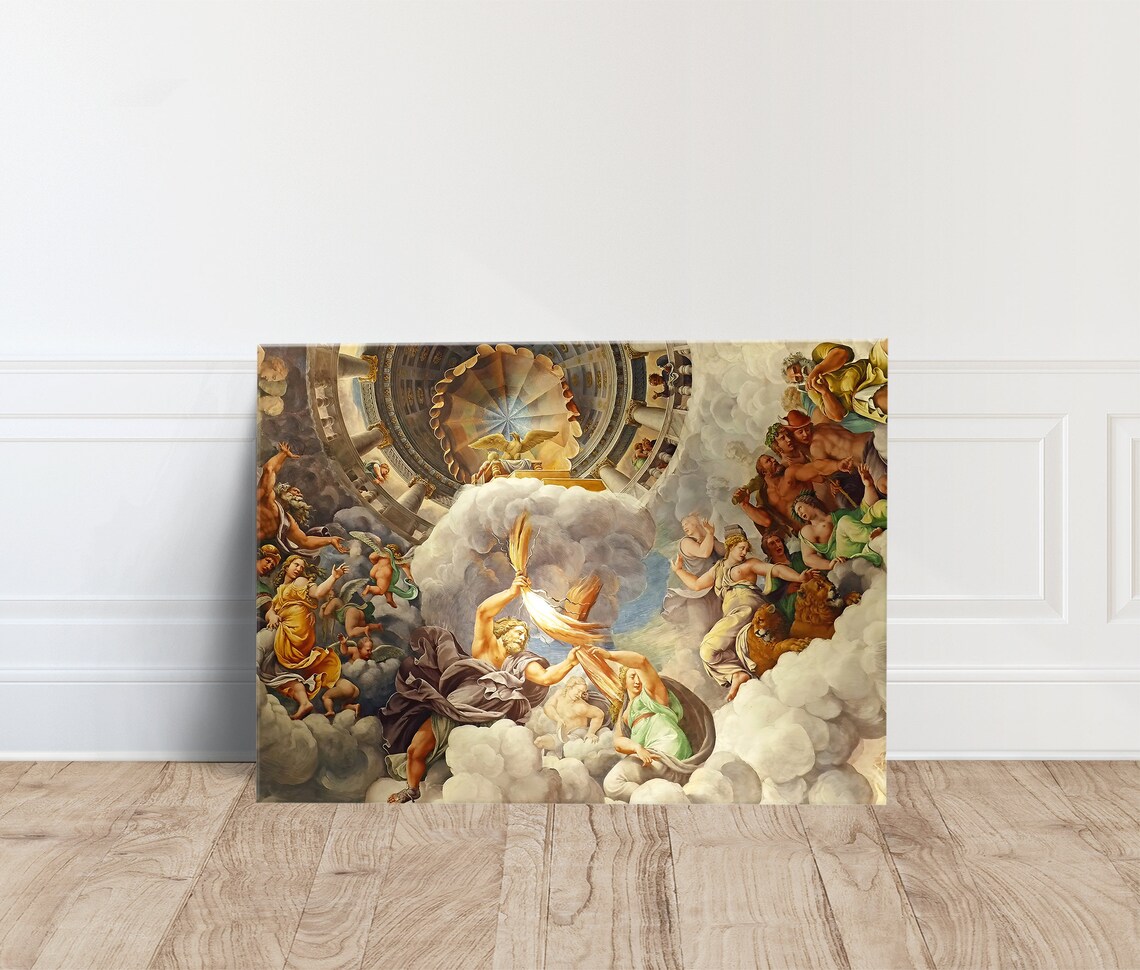 Zeus with Lightning Council of Greek Gods Classical Fresco Poster