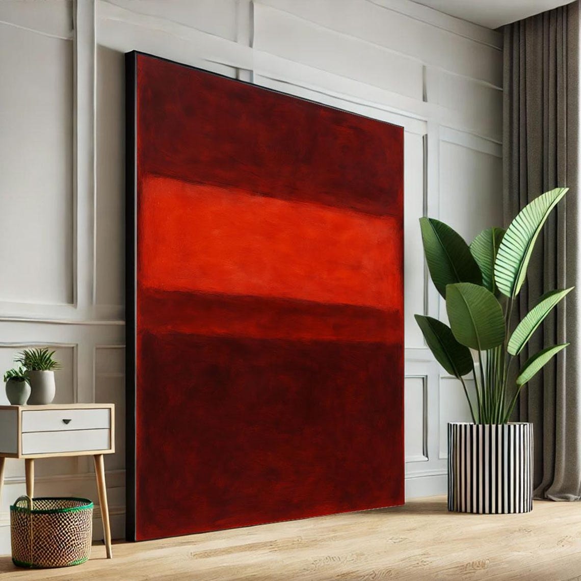 Deep Maroon Red Layered Color Field Abstract Modern Gallery Poster