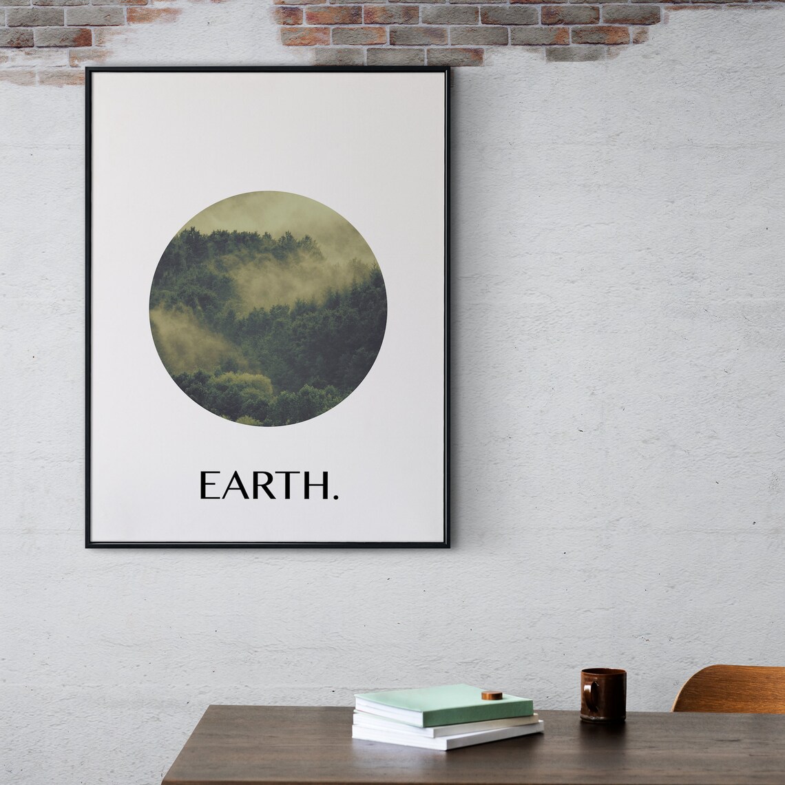 Earth Misty Forest Circle Photo Minimal Typography Nature Poster - Image 2