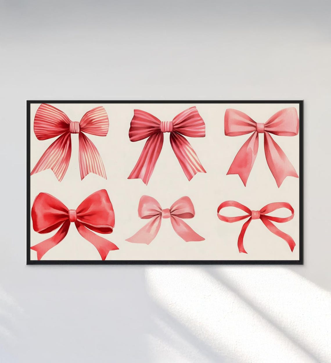 Pink Red Watercolor Bows Coquette Trendy Aesthetic Bow Art Poster - Image 3