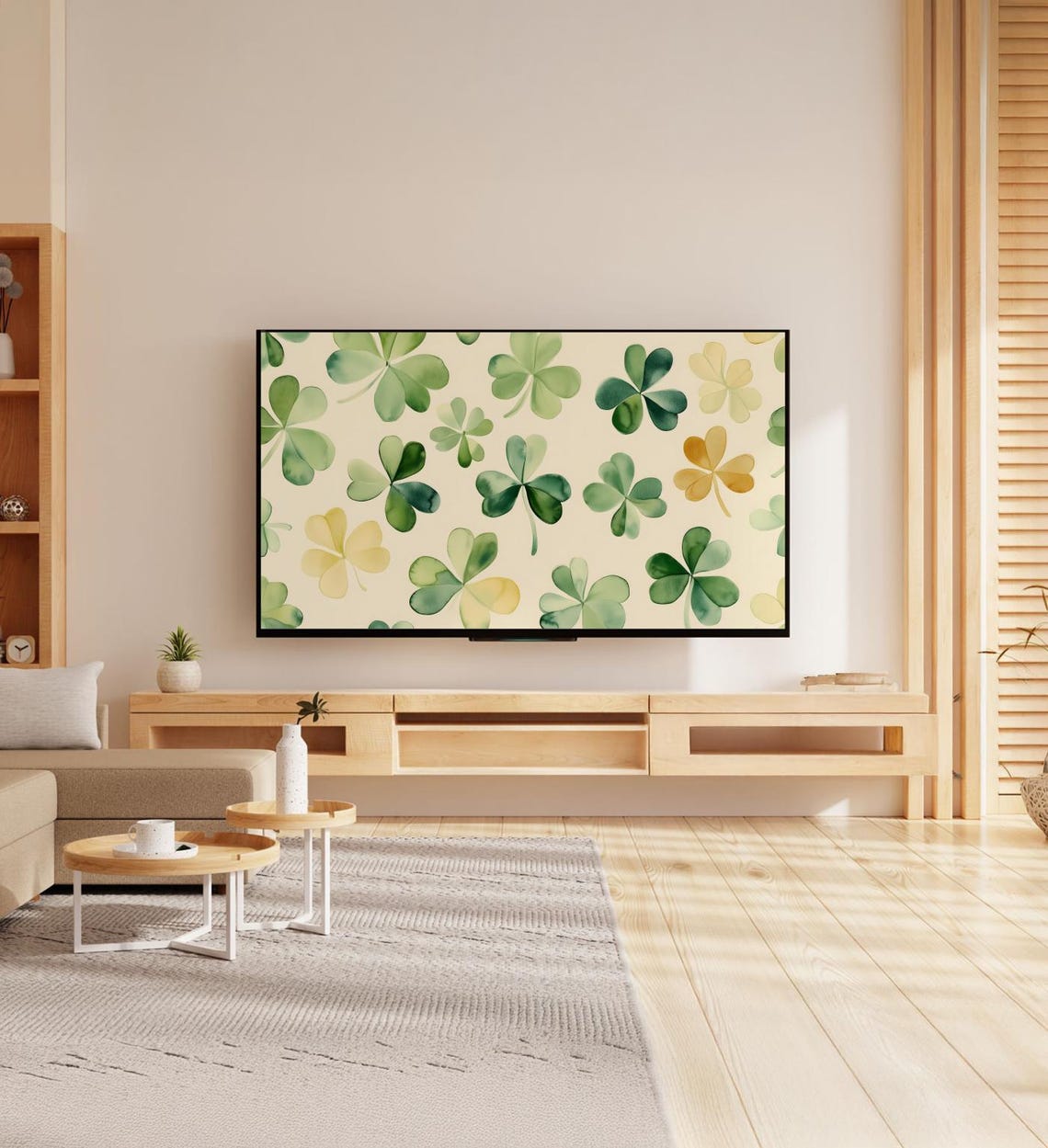 Watercolor Shamrock Pattern St Patricks Day Green Clover Art Poster - Image 7