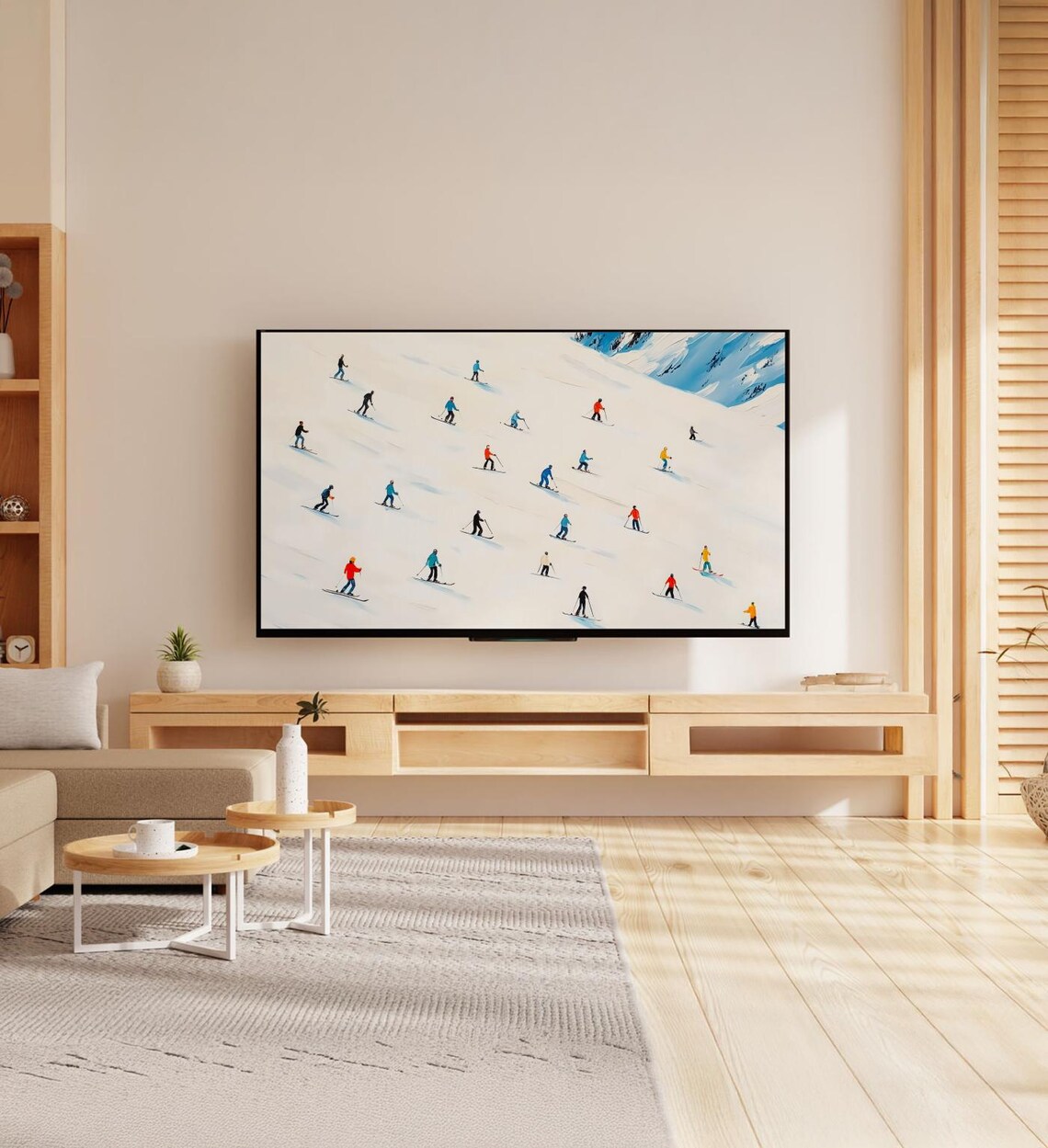 Minimalist Skiers White Slope Colorful Modern Winter Sports Art Poster - Image 7