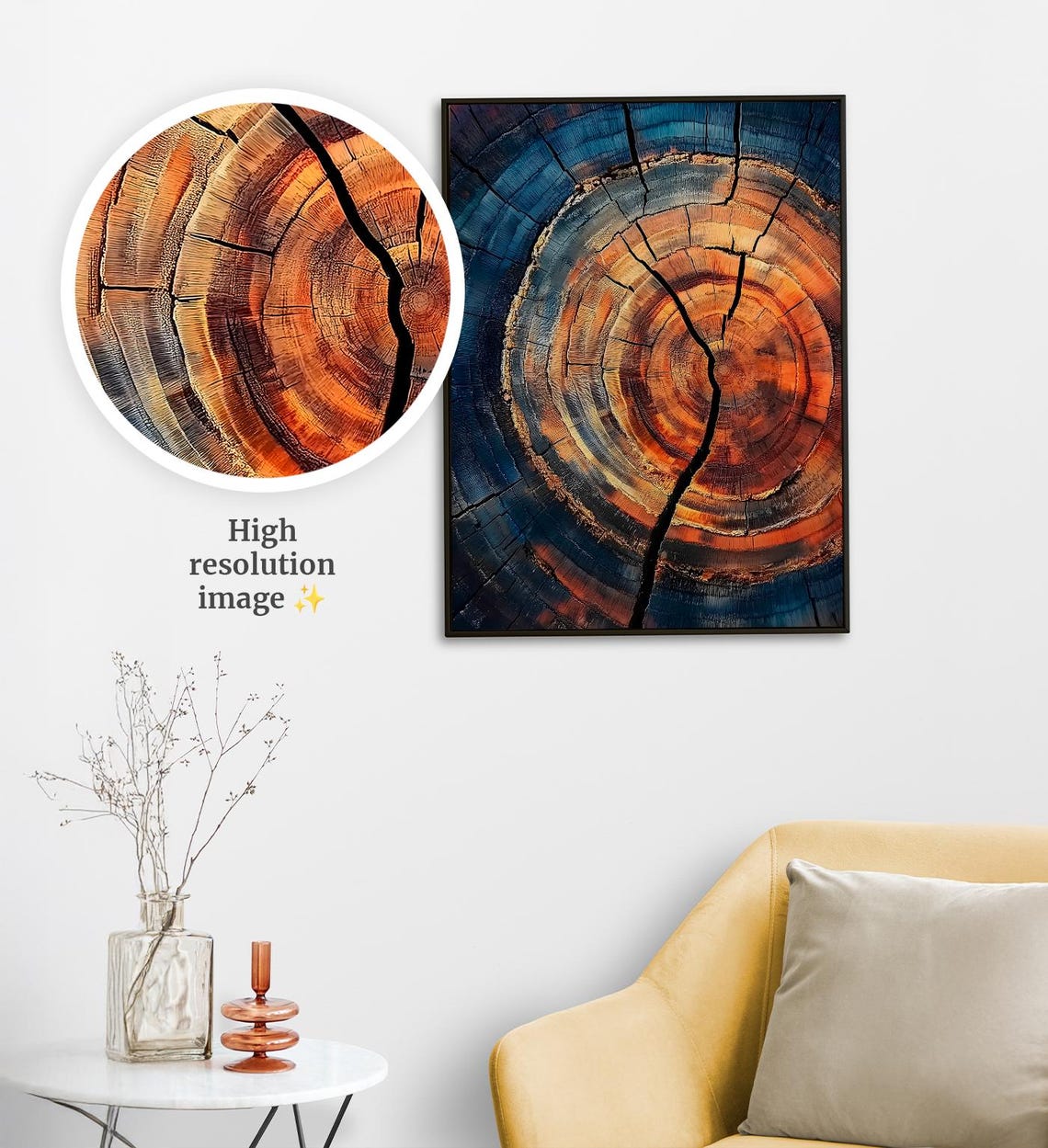 Tree Ring Wall Art Abstract Colorful Tree Ring Wall Decor Minimalist Home Art Living Room Print Modern Farmhouse - Image 4