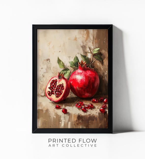Pomegranate Art Print, Farmhouse Kitchen Decor