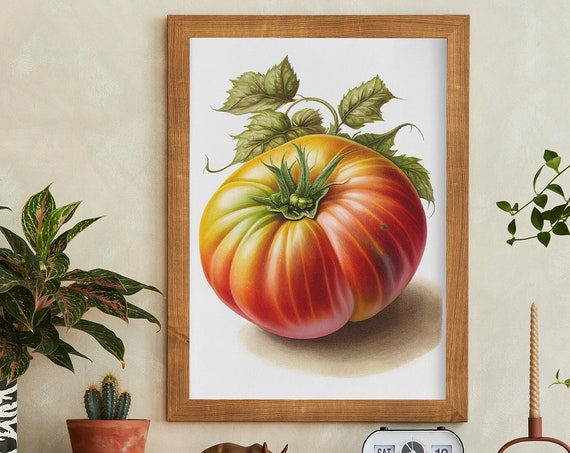 Heirloom Tomato Vintage Style Sketch Artwork Print At Home Wall Art Wall Art Print Instant Art