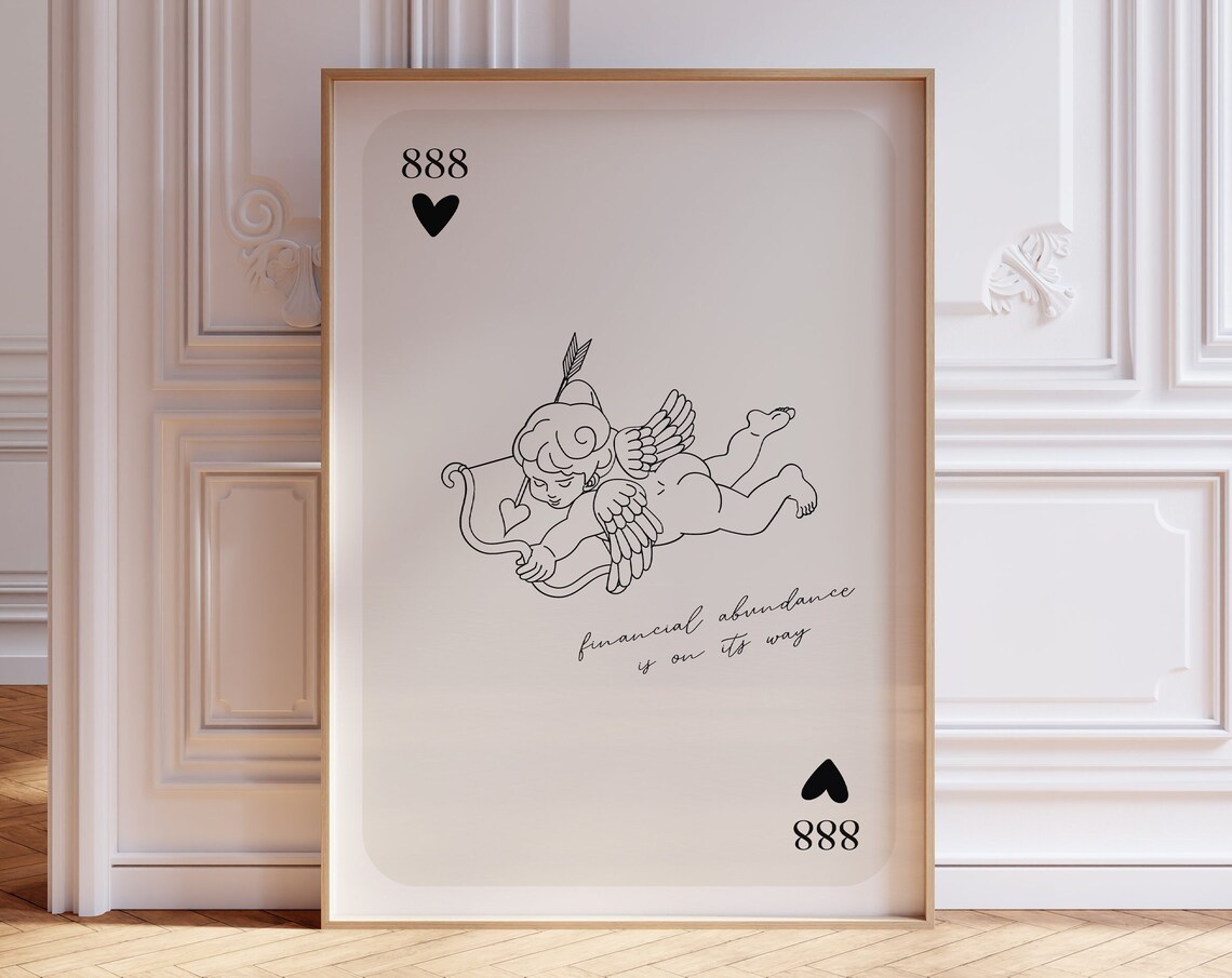 Angel Number 888 Cherub Financial Abundance Playing Card Poster