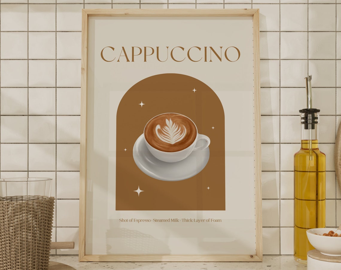 Cappuccino Coffee Recipe Rosetta Latte Art Kitchen Decor Poster - Image 2