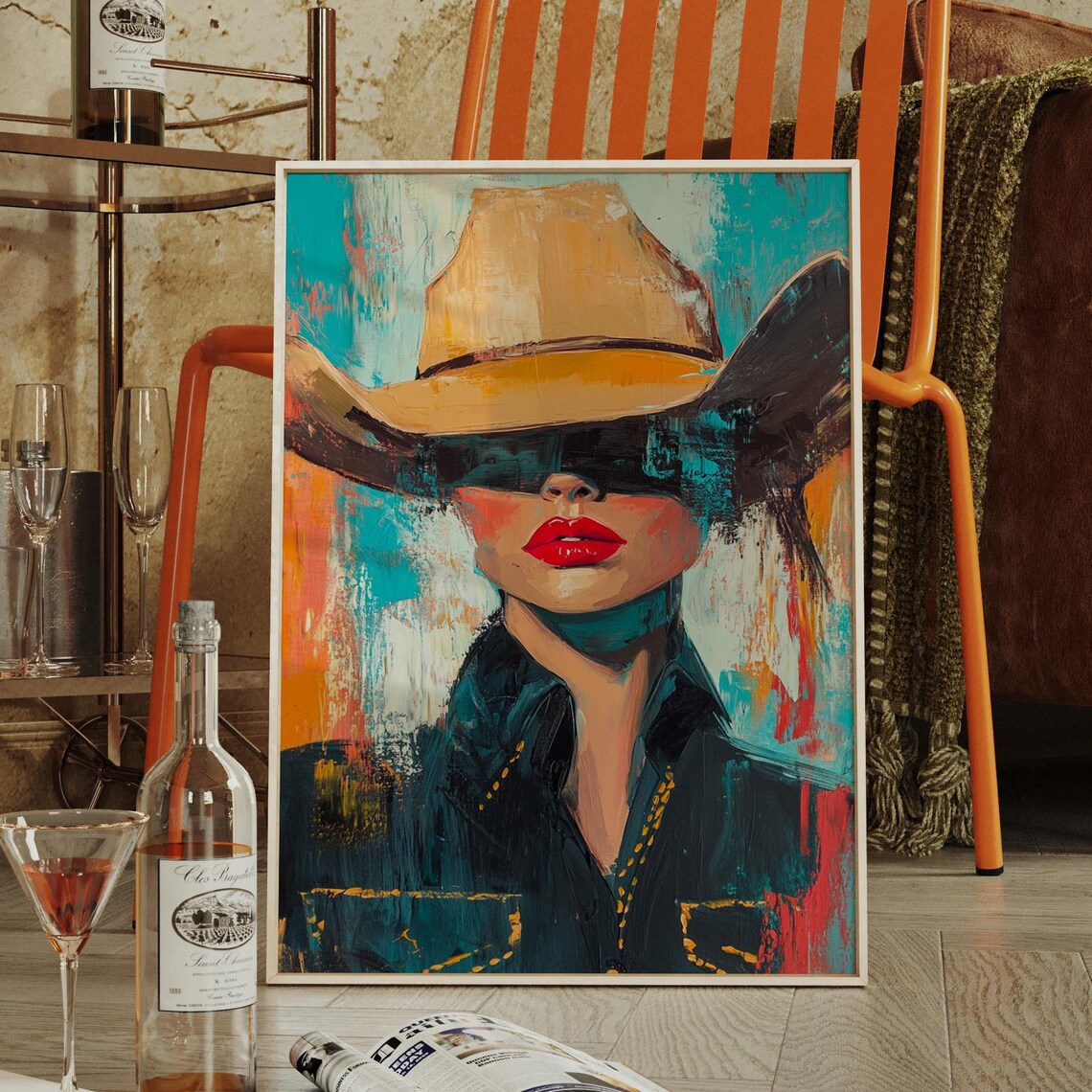Bold Cowgirl Portrait, Modern Southwestern Art Print