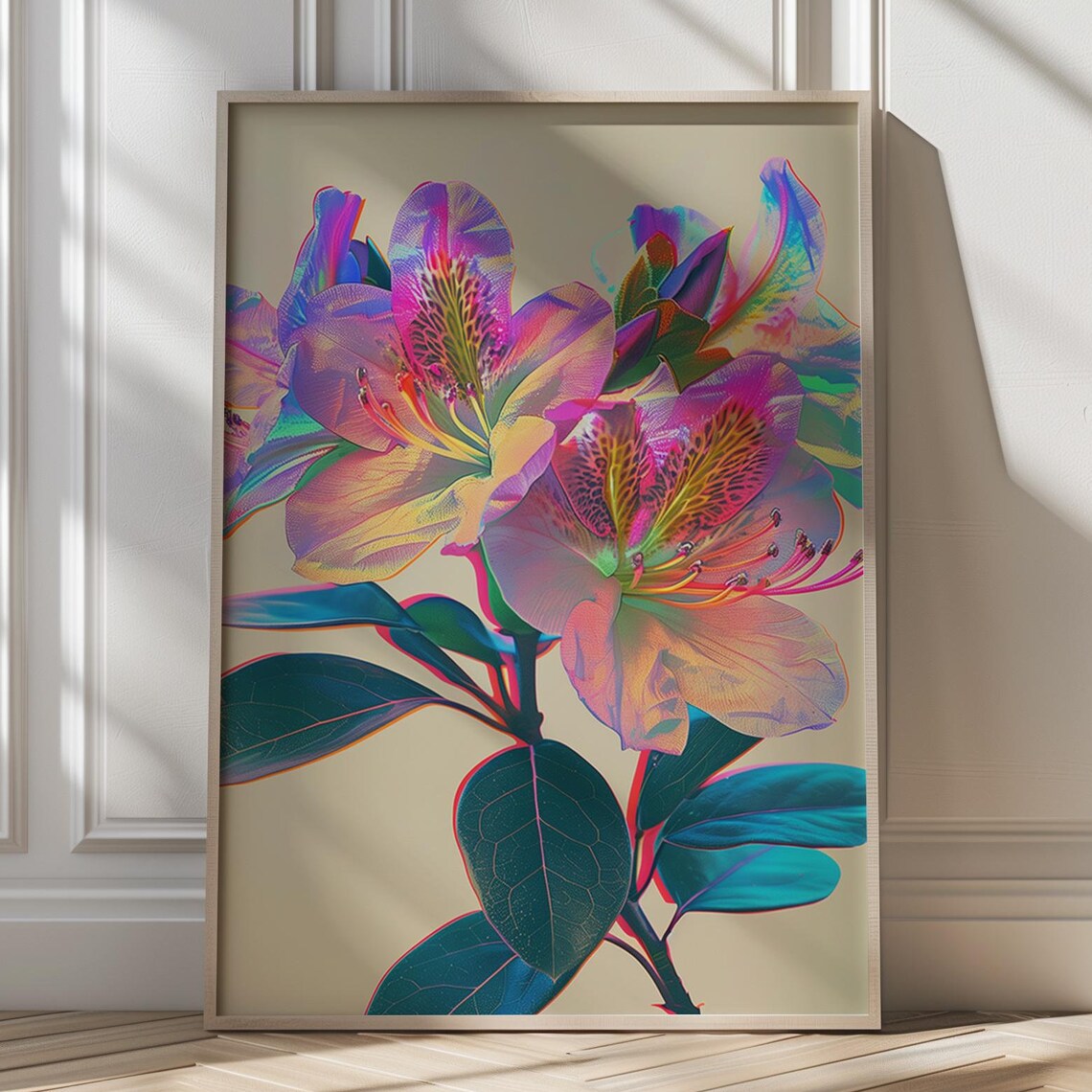 Neon Orchid Blossom Bold Vivid Modern Botanical Beauty Poster