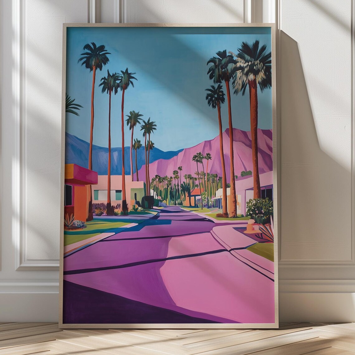 Palm Springs Palm Tree Avenue Retro Desert Street Art Poster