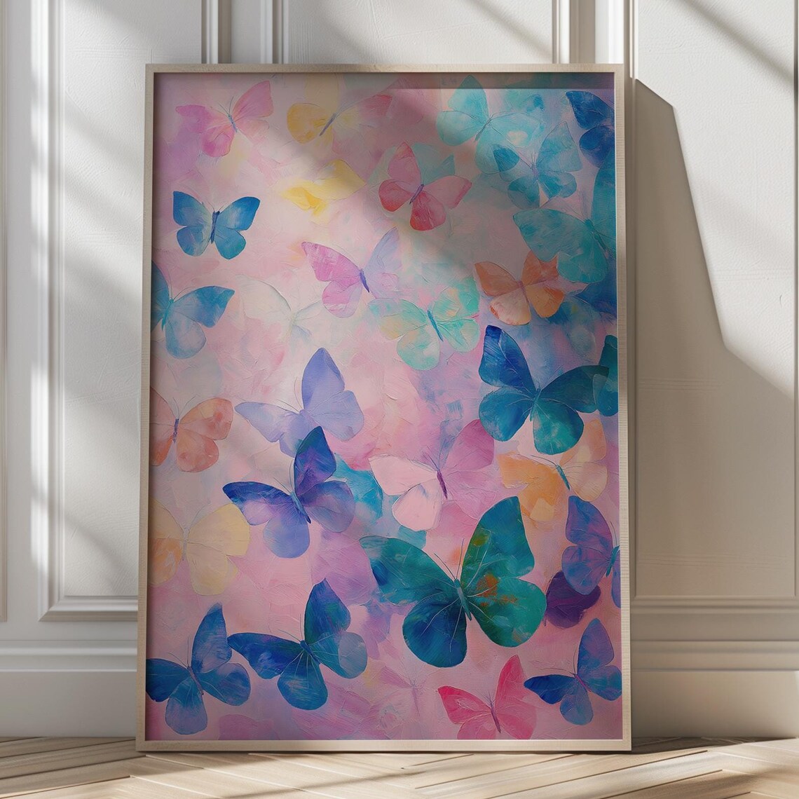 Pastel Watercolor Butterflies Dreamy Romantic Nature Art Poster