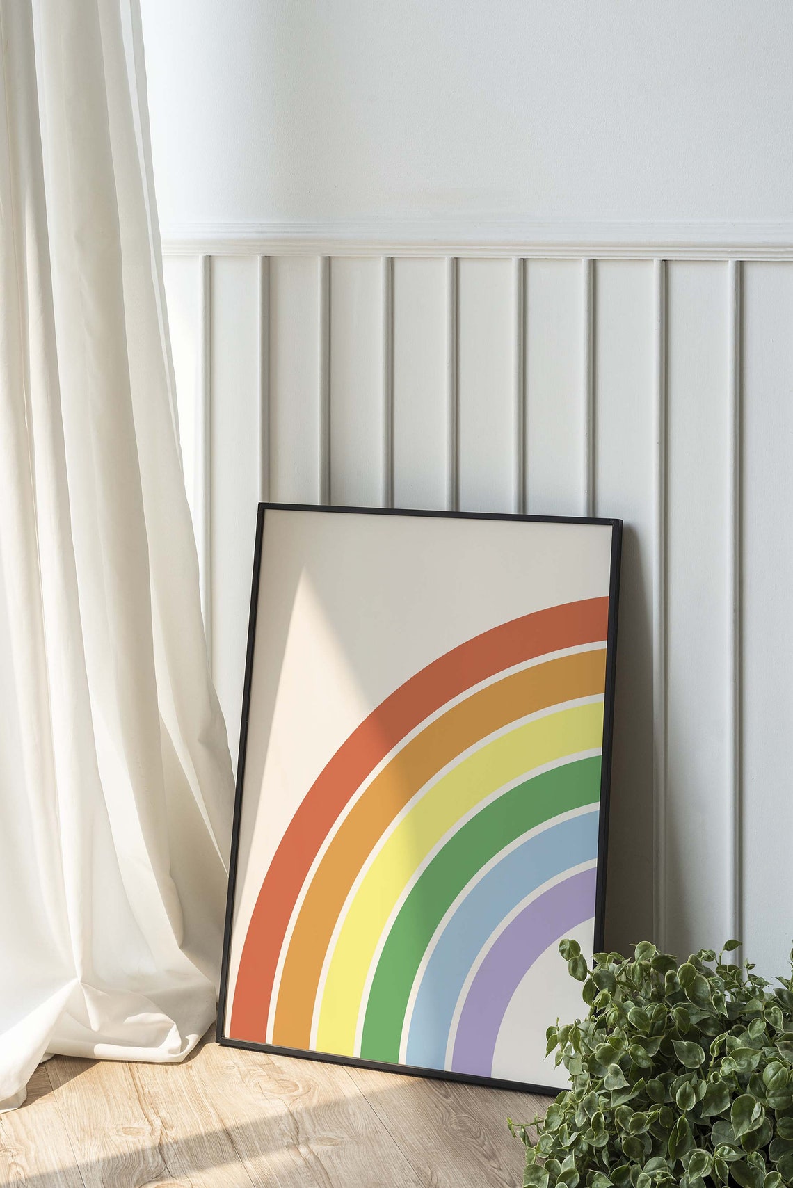 Minimal Retro Rainbow Arc Pastel Boho Trendy Colorful Nursery Poster - Image 3