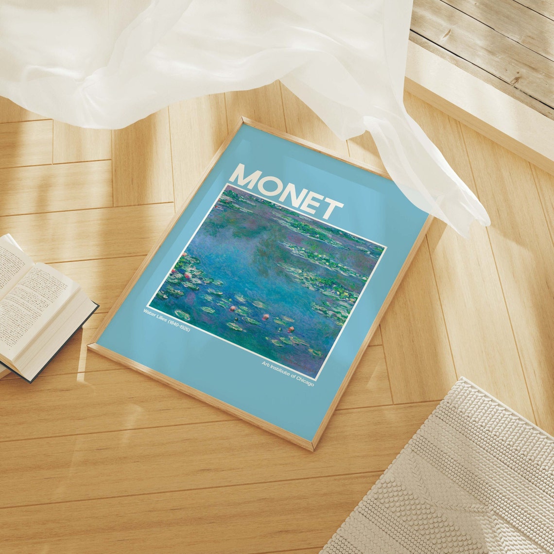 Monet Water Lilies Blue Exhibition Poster Impressionist Art Chicago - Image 3