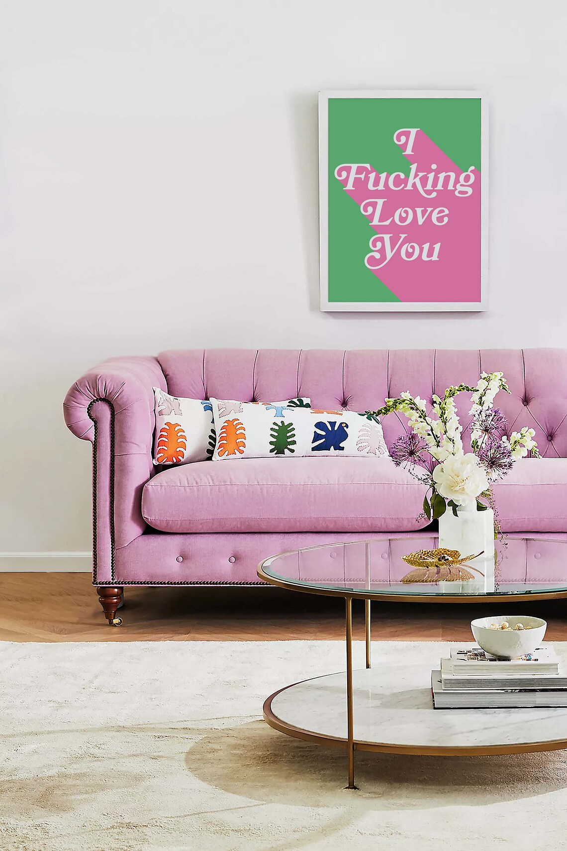 Bold I Fucking Love You Green Pink Retro Typography Love Poster - Image 3