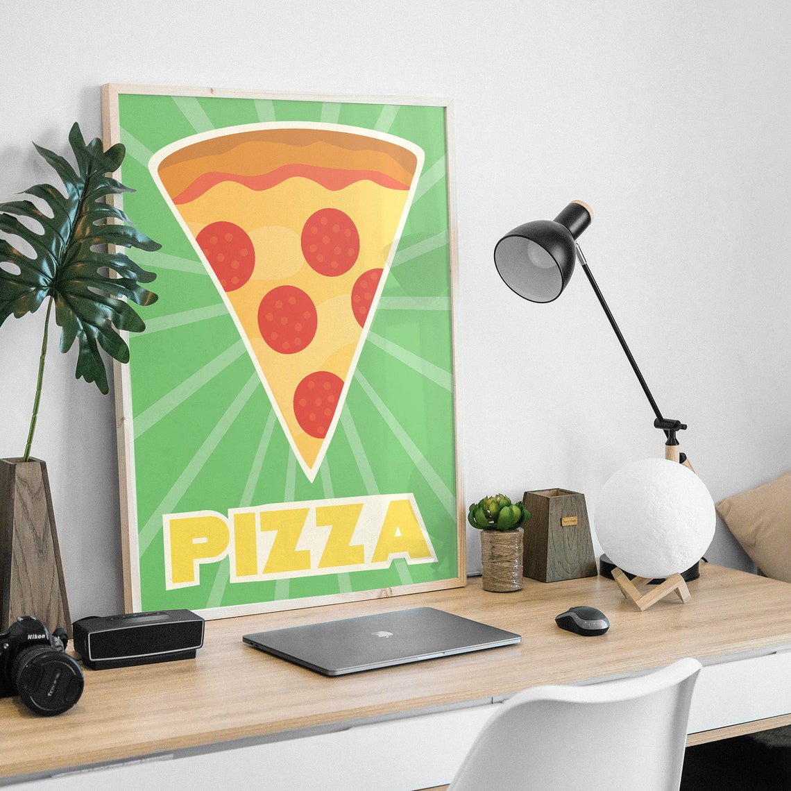 Pizza Print Art Green Kitchen Decor Retro Pizza Poster Cute Food Kitchen Art - Image 6