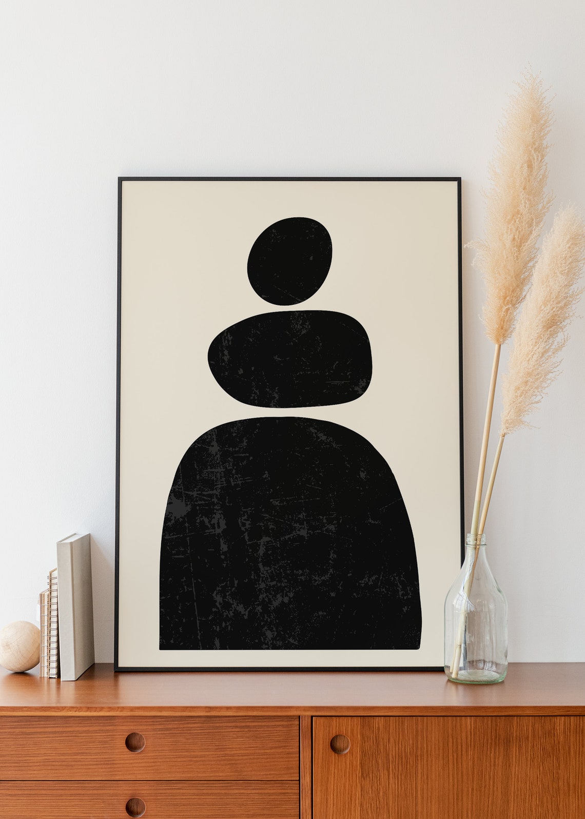 Black Totem Stacked Circle Oval Arch Minimalist Abstract Poster - Image 5