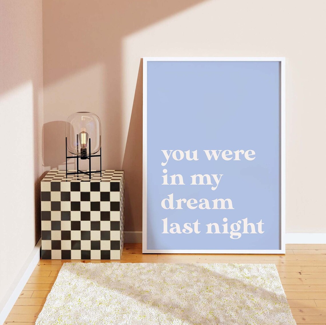 You Were In My Dream Last Night Quote Blue Typography Poster - Image 5
