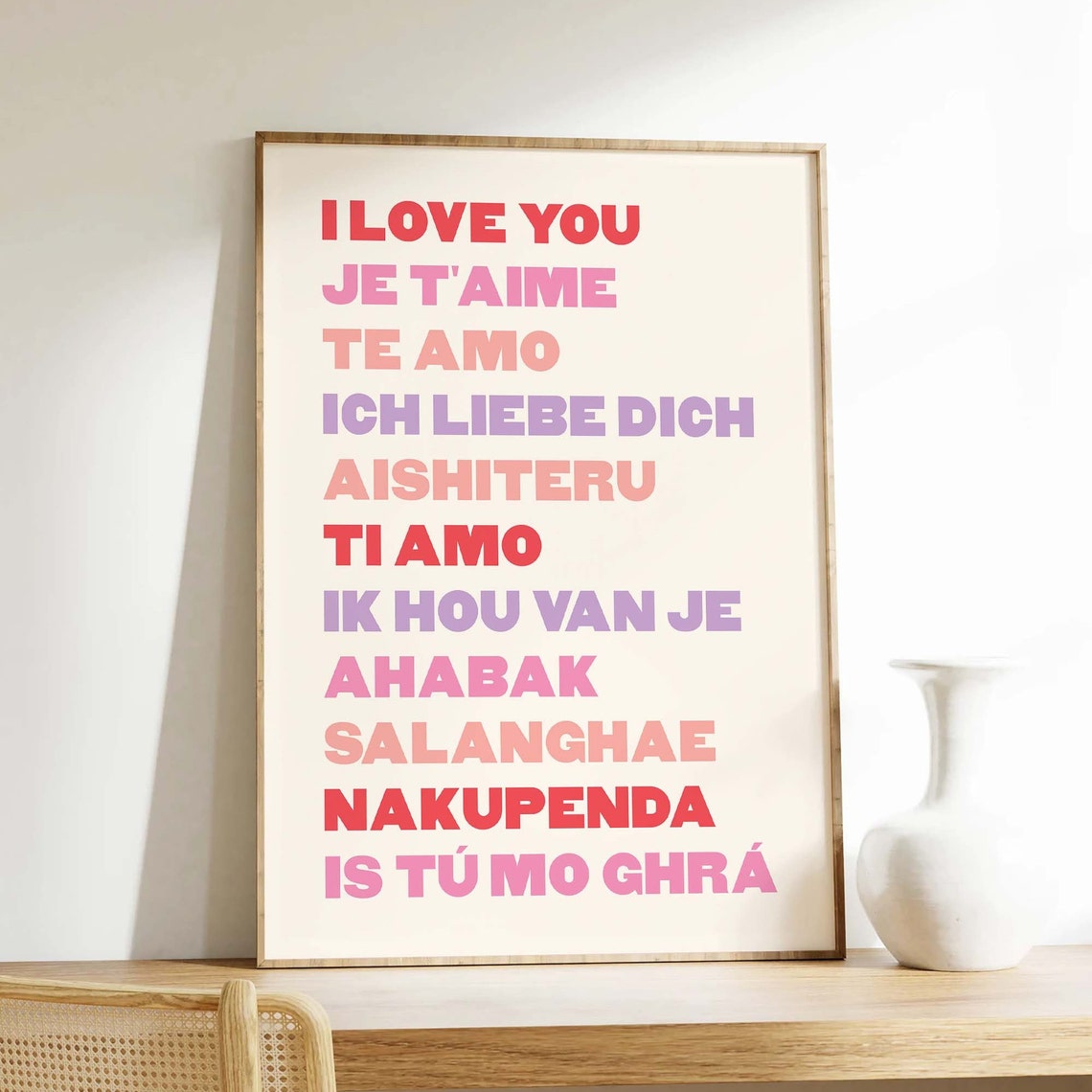 I Love You In Different Languages Multicolor Typography Art Poster - Image 4