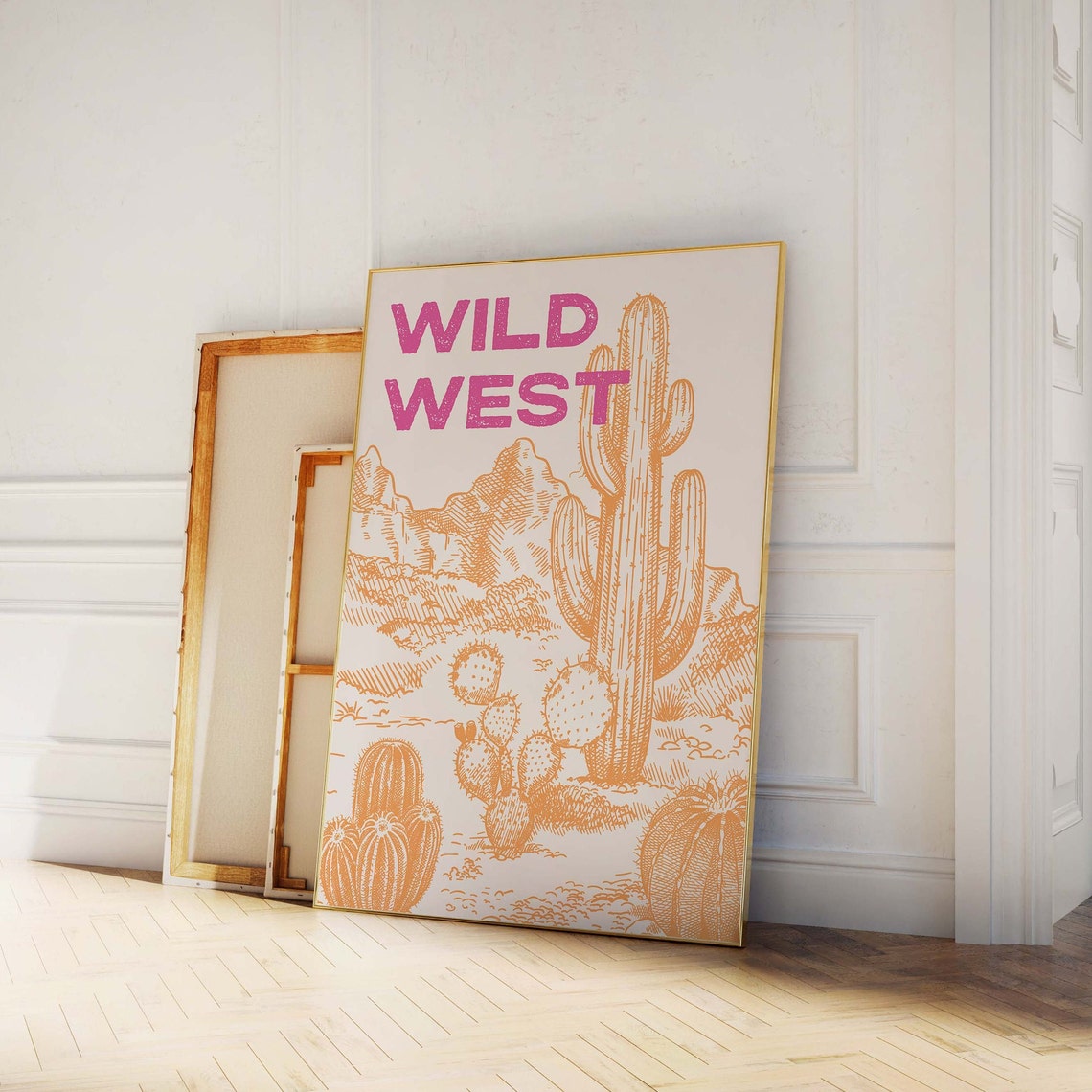 Wild West Pink Cactus Desert Western Cowboy Wall Decor Poster - Image 2