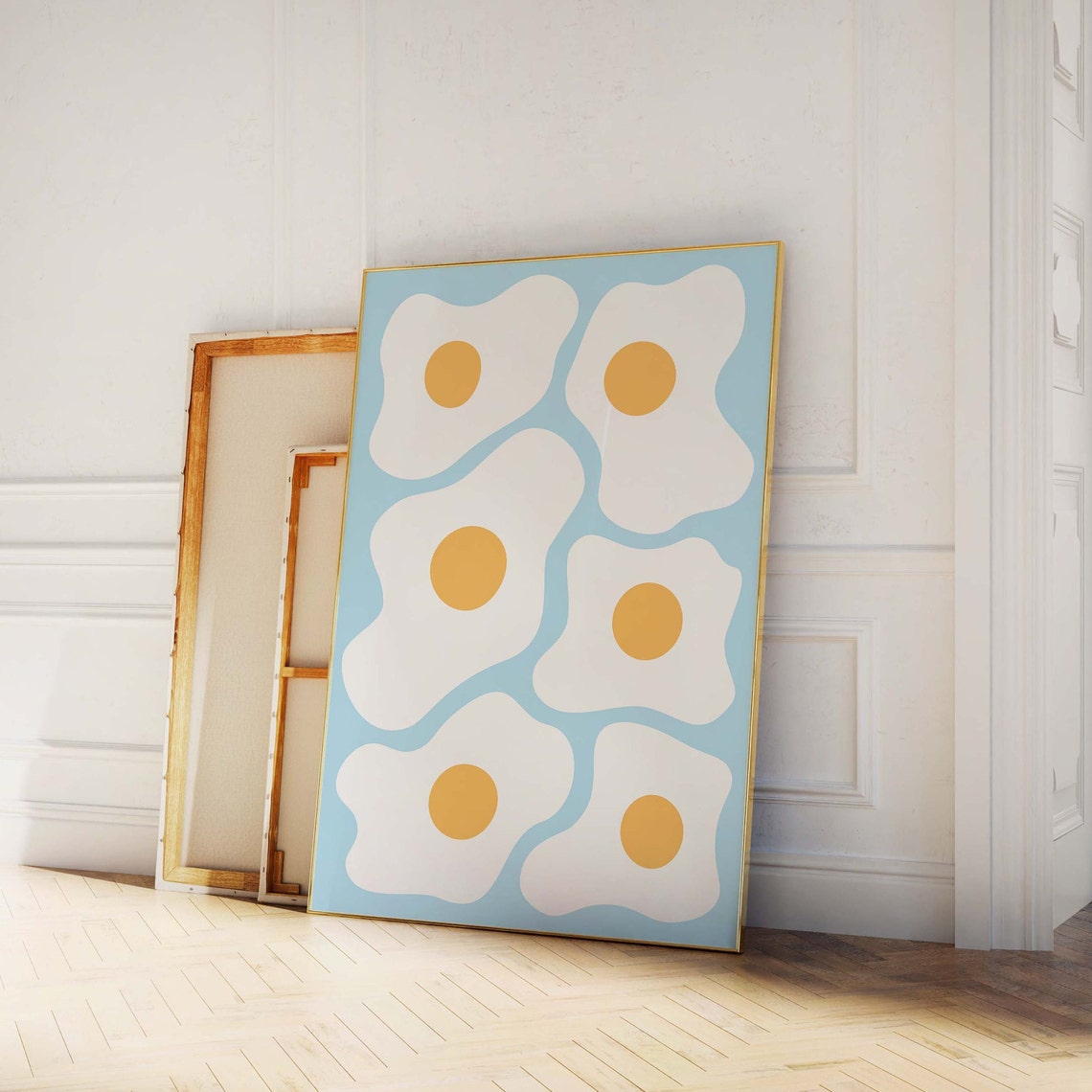 Eggs Print Art Blue Kitchen Food Decor Retro Breakfast Art Poster Cute Trendy Wall Art - Image 5