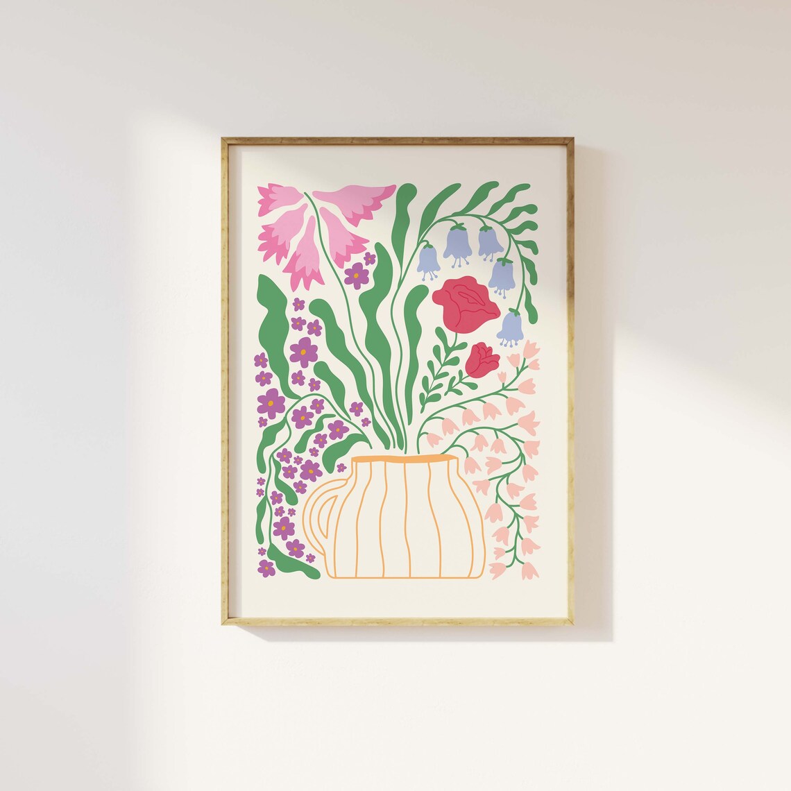 Abstract Wildflower Bouquet in Vase Colorful Botanical Art Poster - Image 4