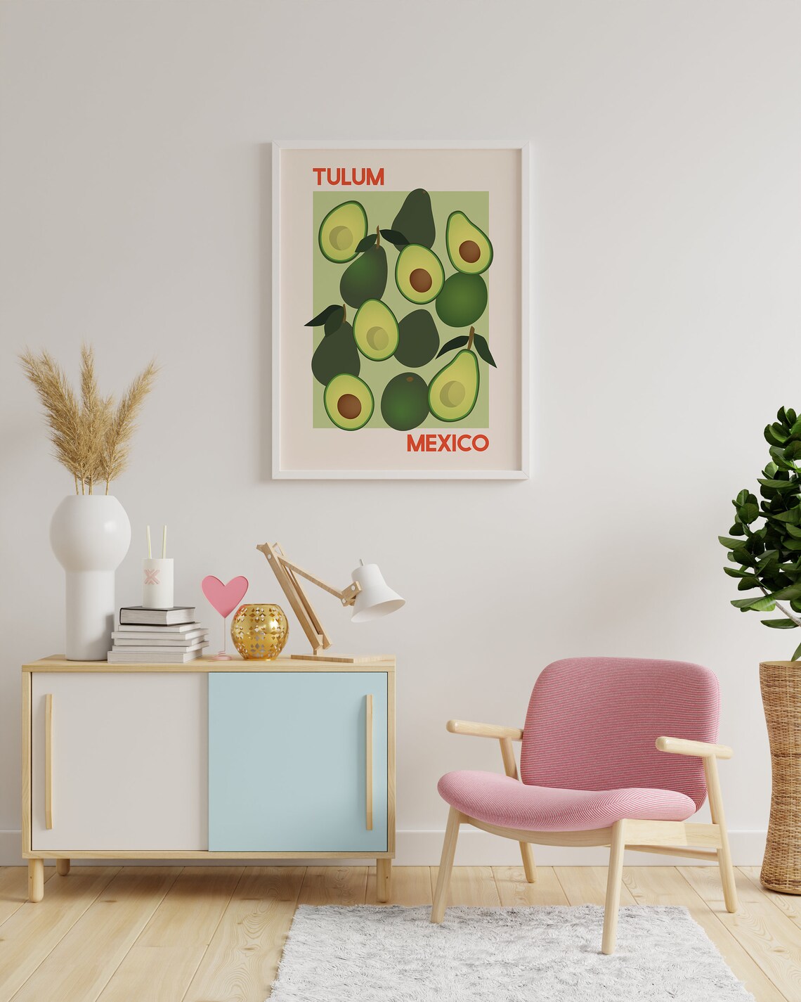 Green Tulum Mexico Avocado Pattern Tropical Travel Food Poster - Image 5