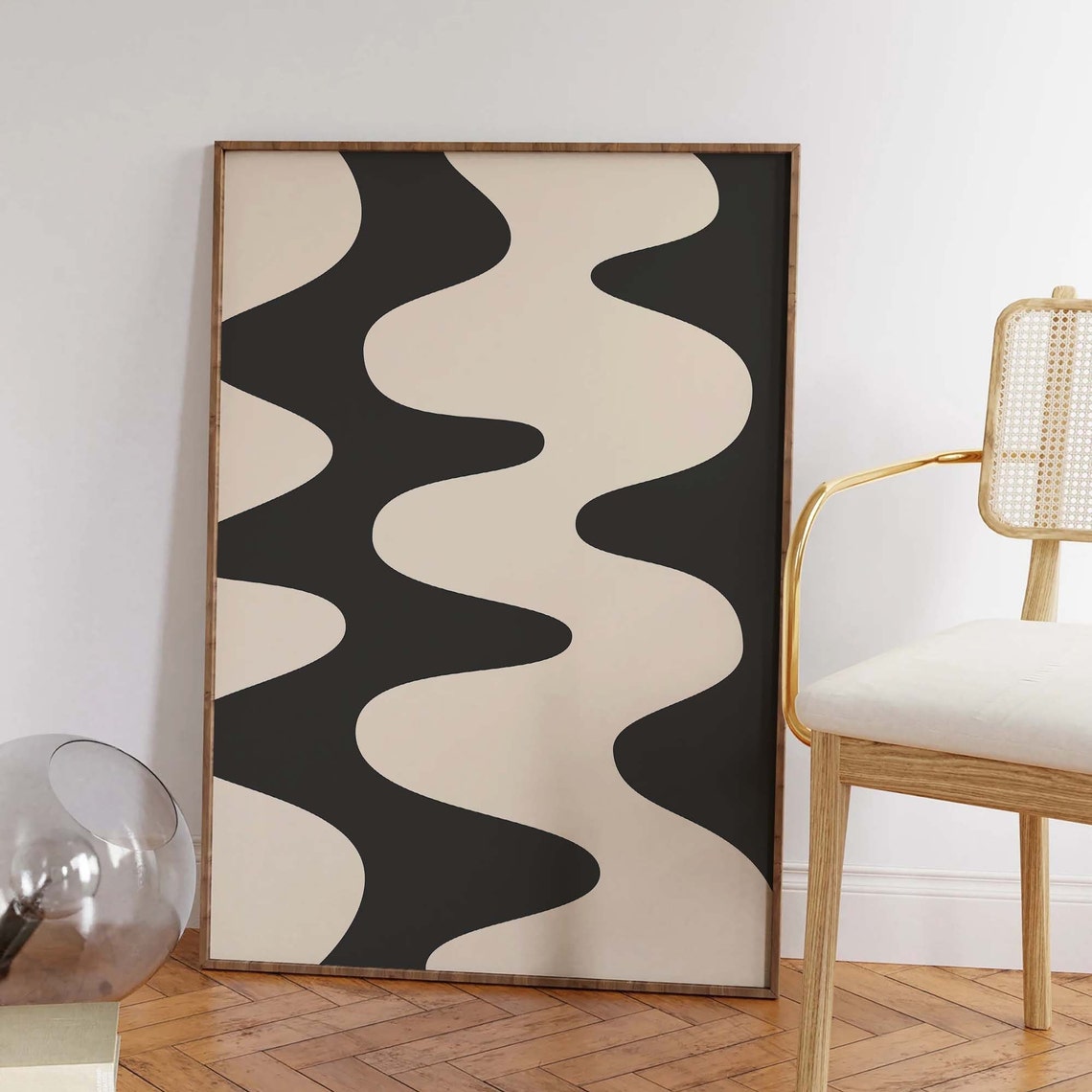 Black Abstract Print Art Trendy Neutral 70s Retro Art Cute Trendy Wall Art - Image 4