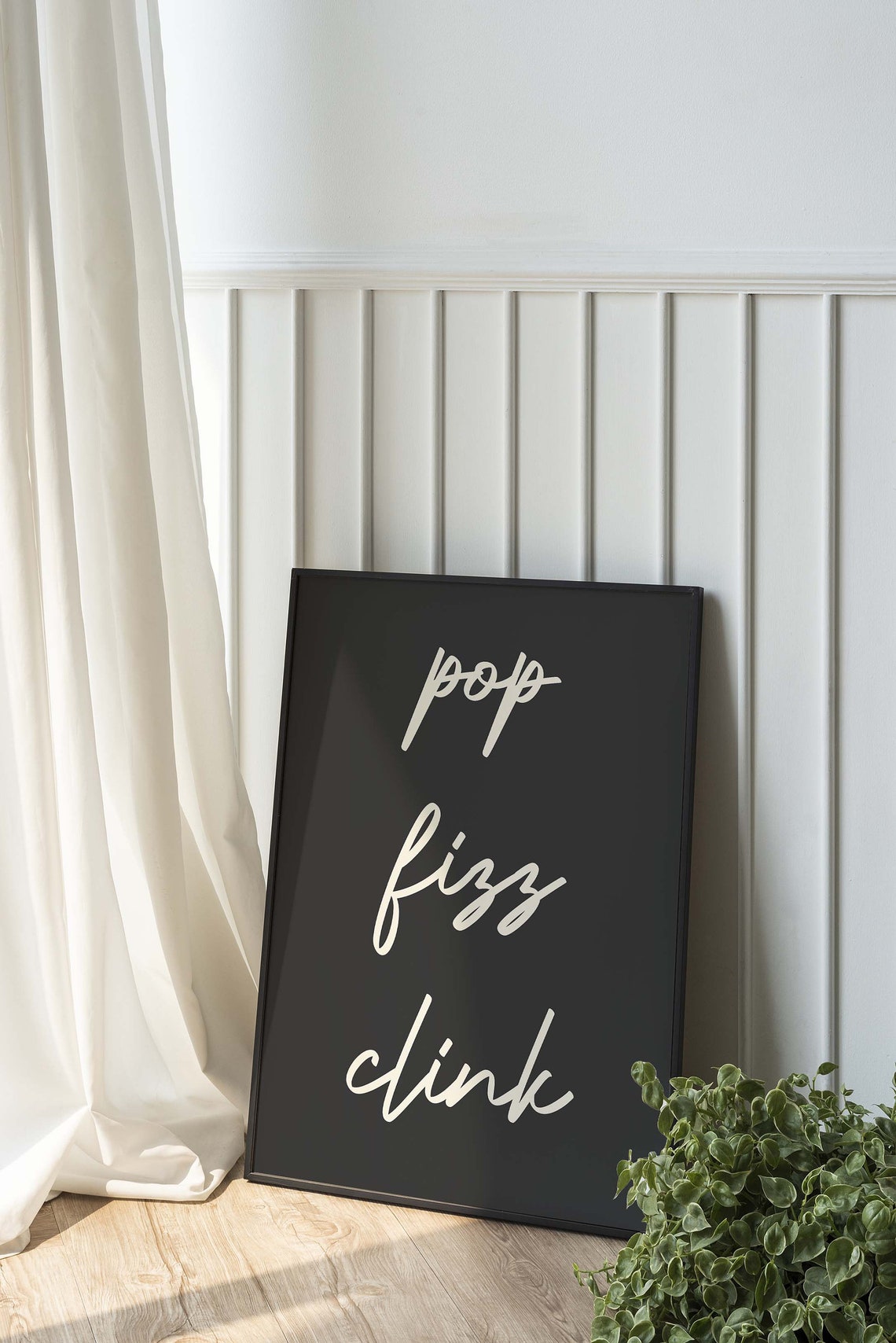 Pop Fizz Clink Print Art Black Bar Cart Decor Cute New Years Cocktail Wall Decorations - Image 6