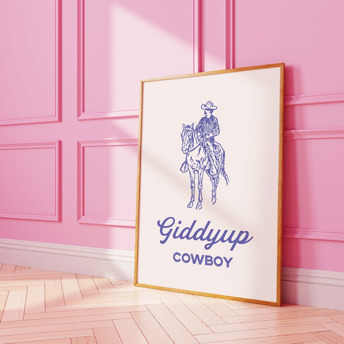 Vintage Giddyup Cowboy Purple Line Art Western Horse Rider Poster - Image 7