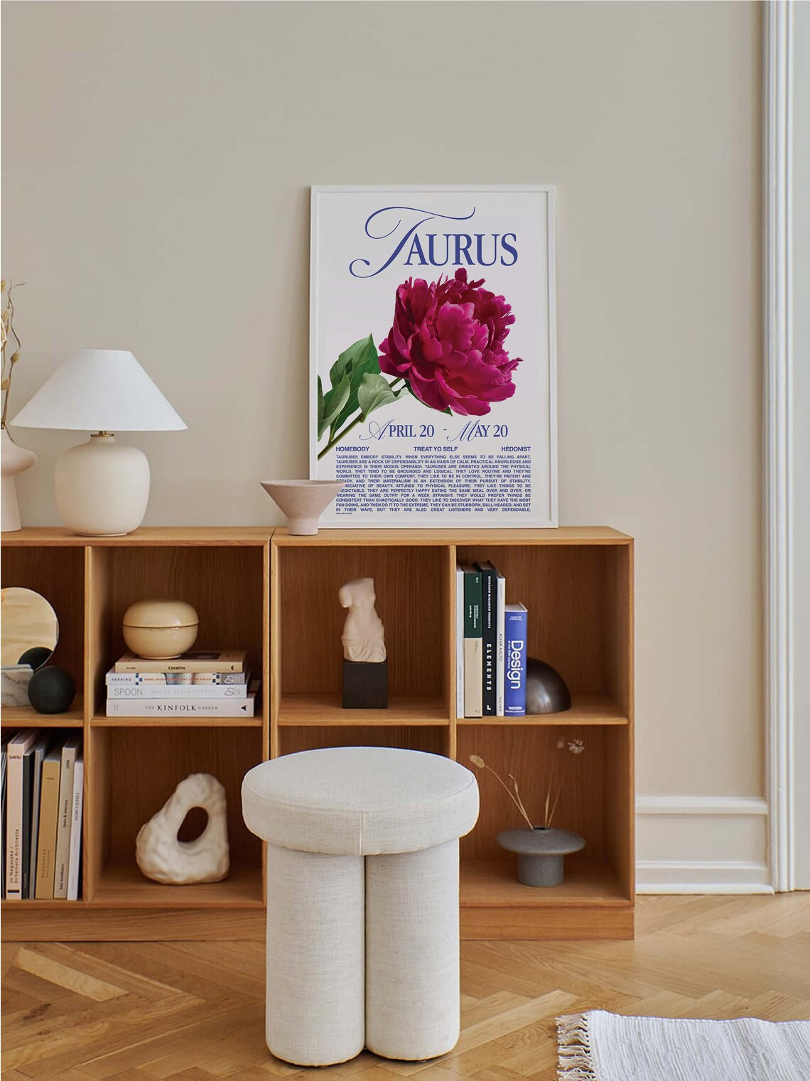 Taurus Zodiac Sign Peony Flower Retro Astrology Star Sign Personality Poster - Image 5