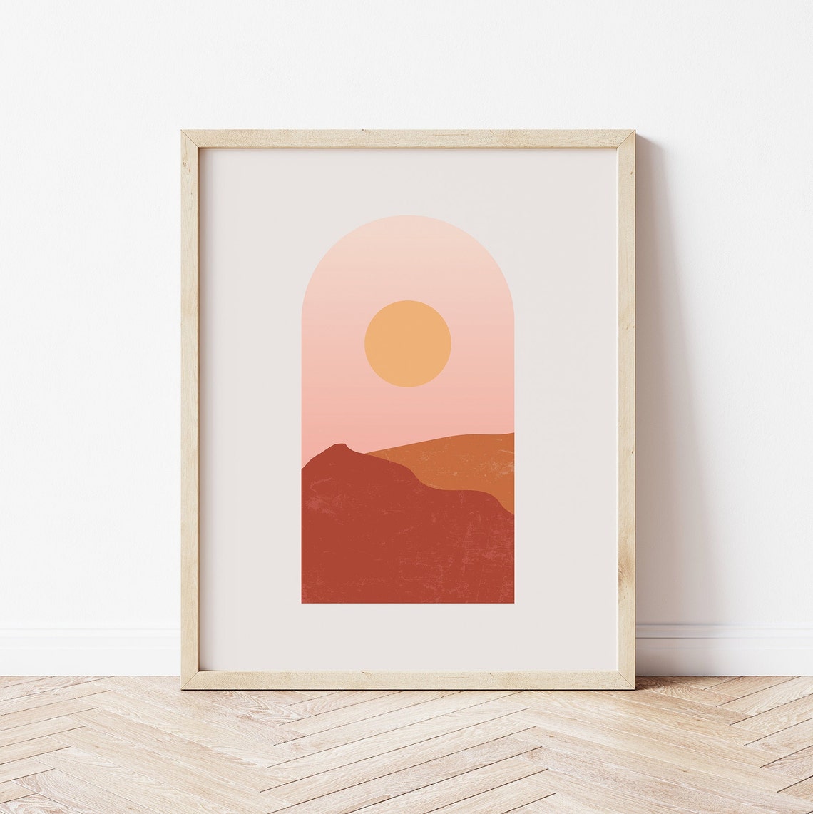 Desert Sun Arch Modern Boho Sunrise Abstract Terracotta Poster